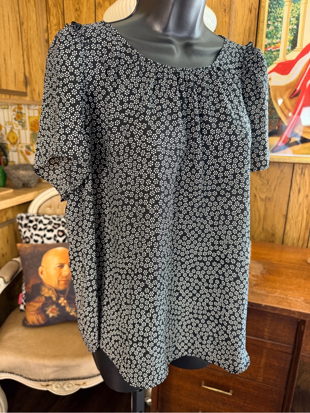 Lauren Conrad Ditsy Daisy Floral Short-Sleeve Blouse
